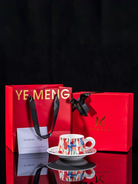 Watercolor Iris Ceramic Coffee Cup & Saucer