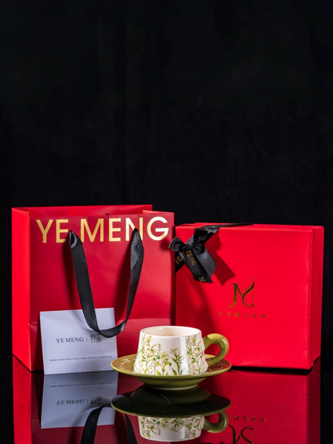 Watercolor Iris Ceramic Coffee Cup & Saucer