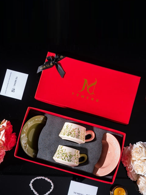 Watercolor Iris Ceramic Coffee Cup & Saucer