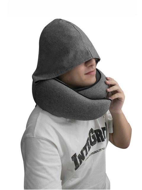 Hooded Memory Foam Travel Neck Pillow