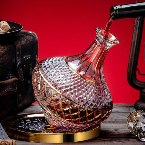 360° Spinning Wine Decanter Set (1.5L) with Tray