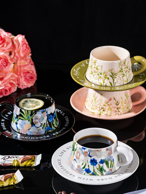 Watercolor Iris Ceramic Coffee Cup & Saucer