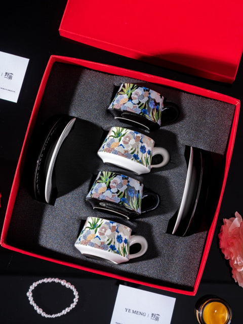 Watercolor Iris Ceramic Coffee Cup & Saucer