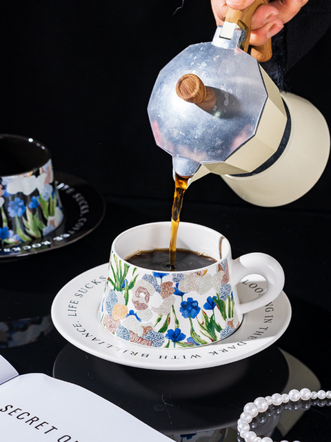 Watercolor Iris Ceramic Coffee Cup & Saucer