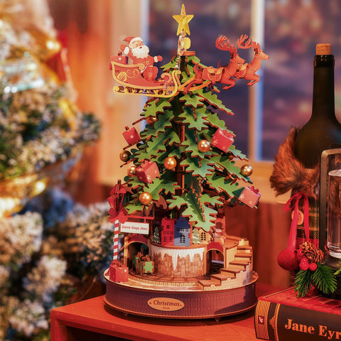 3D Christmas Melody Tree Wooden Puzzle Music Box