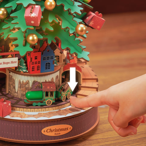 3D Christmas Melody Tree Wooden Puzzle Music Box