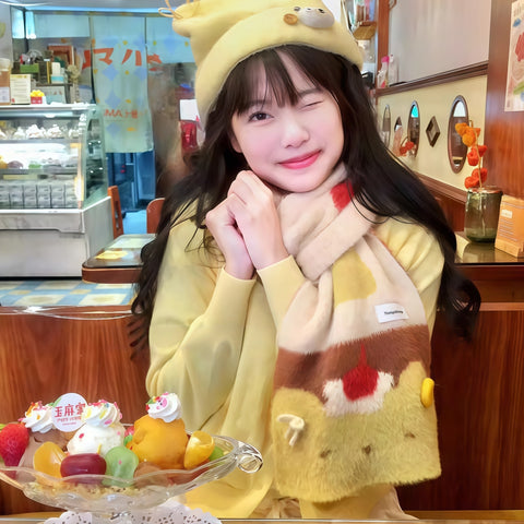 Furui Neko Caramel Pudding Cat Winter Scarf