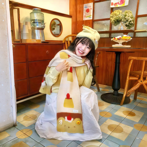 Furui Neko Caramel Pudding Cat Winter Scarf