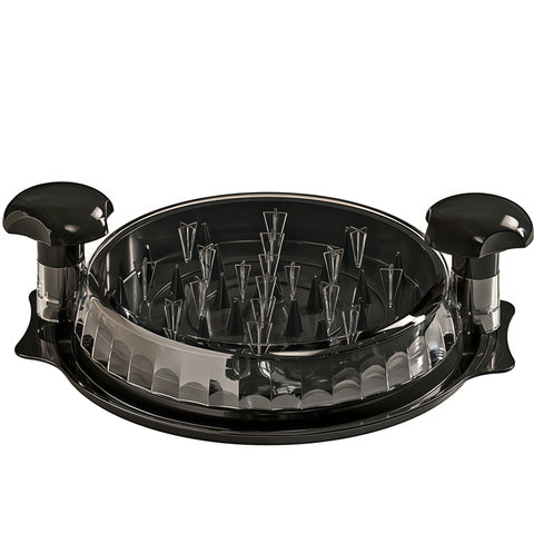 chicken shredder machine shredding cooked chicken during meal prep