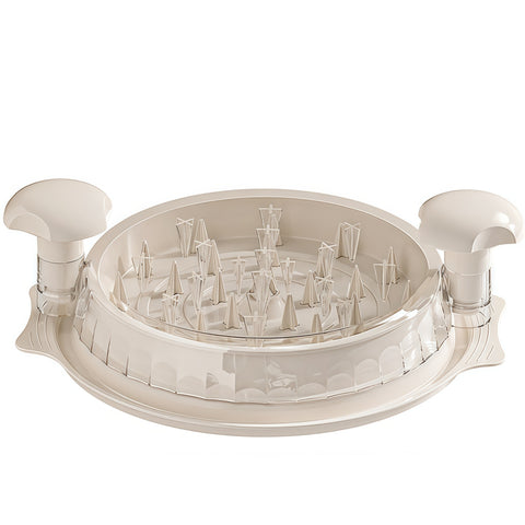 chicken shredder machine shredding cooked chicken during meal prep