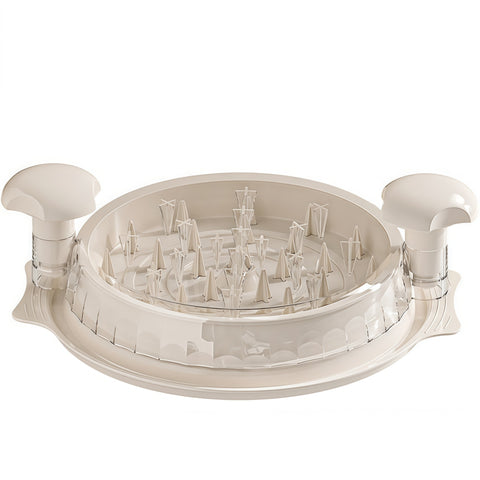 chicken shredder machine shredding cooked chicken during meal prep