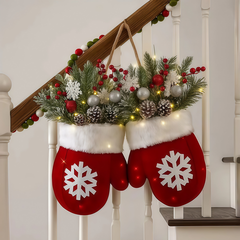 festive gloves wreath ornament adding holiday cheer