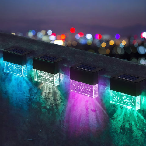 crystal amber solar step light glowing warmly outdoors from Gallery of Use