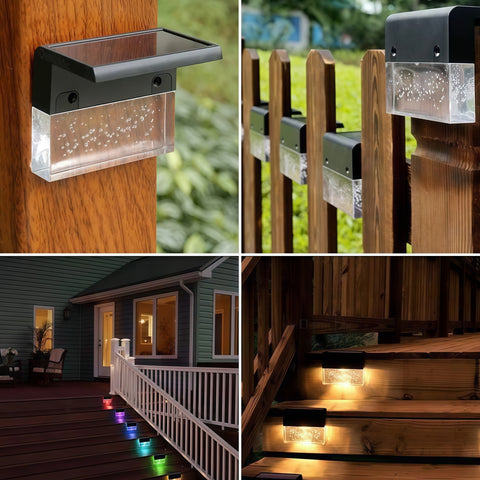 crystal amber solar step light glowing warmly outdoors from Gallery of Use