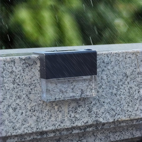 crystal amber solar step light glowing warmly outdoors from Gallery of Use
