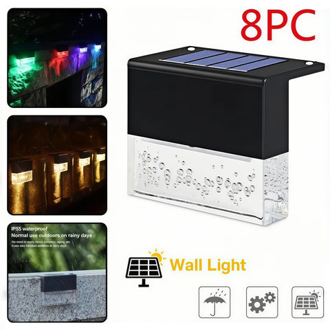 crystal amber solar step light glowing warmly outdoors from Gallery of Use