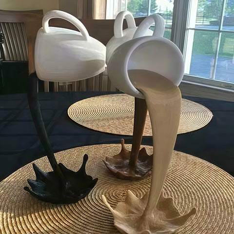 Floating Pouring Coffee Cup Sculpture