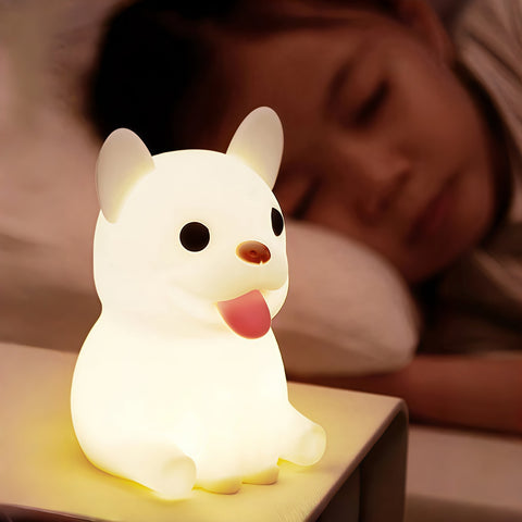 French Bulldog night lamp gently illuminating a cozy corner from Gallery of Use