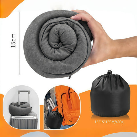 hooded memory foam travel neck pillow in soft display from Gallery of Use