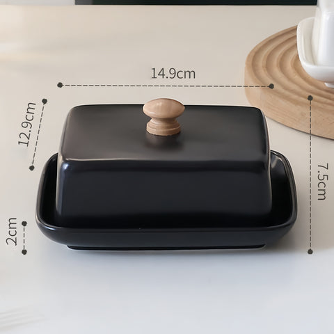 elegant Nordic ceramic butter dish with smooth lid