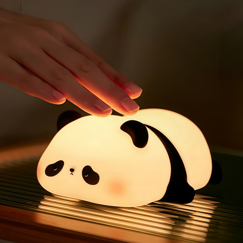 cute panda night light glowing softly
