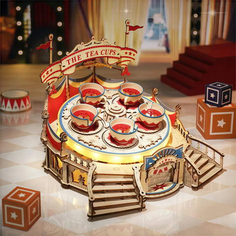 Teacup Ride DIY Music Box 3D Wooden Puzzle