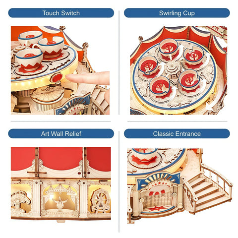Teacup Ride DIY Music Box 3D Wooden Puzzle
