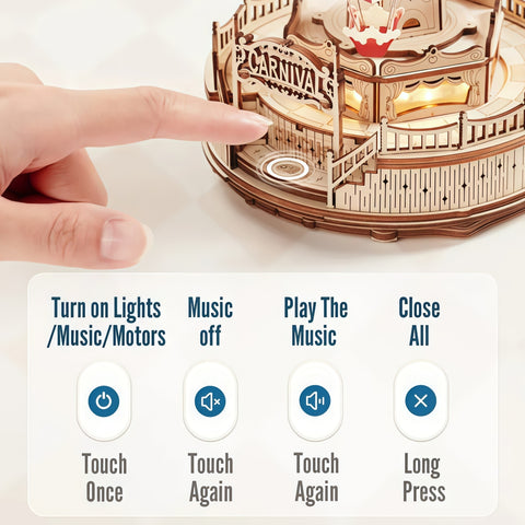 Parachute Tower DIY Music Box 3D Wooden Puzzle