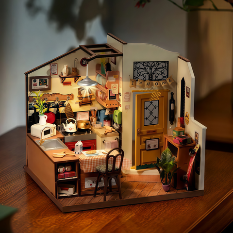 Happy Kitchen DIY Miniature Dollhouse Kit (1:24) with LED Light