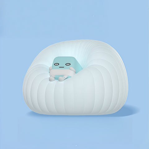 close-up of soft silicone texture on sofa-shaped tap night light