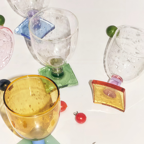 elegant color-block glass cup with modern design