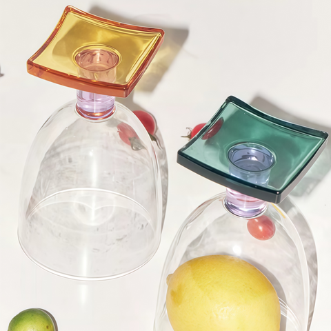 elegant color-block glass cup with modern design