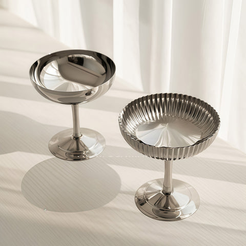 elegant stainless steel dessert cup set with clean modern look