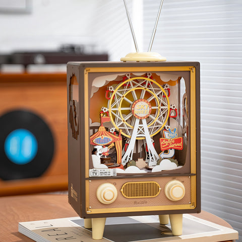 Sunset Amusement Park 3D Wooden Puzzle Music Box with Light