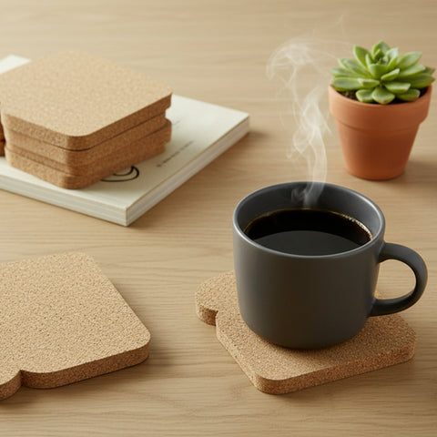 toast-shaped cork coasters holding coffee cups from Gallery of Use