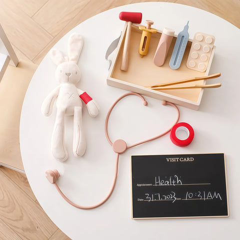 Wooden Doctor Pretend Play Set with Stethoscope